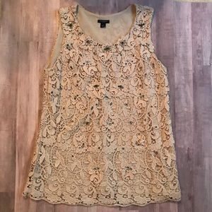 Cream lace sleeveless blouse size 2